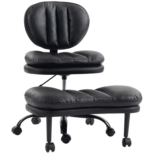 Ergonomic Cross Legged Office Chair, Swivel Meditation Desk Chair, Black Task Chairs Black at Gallery Canada