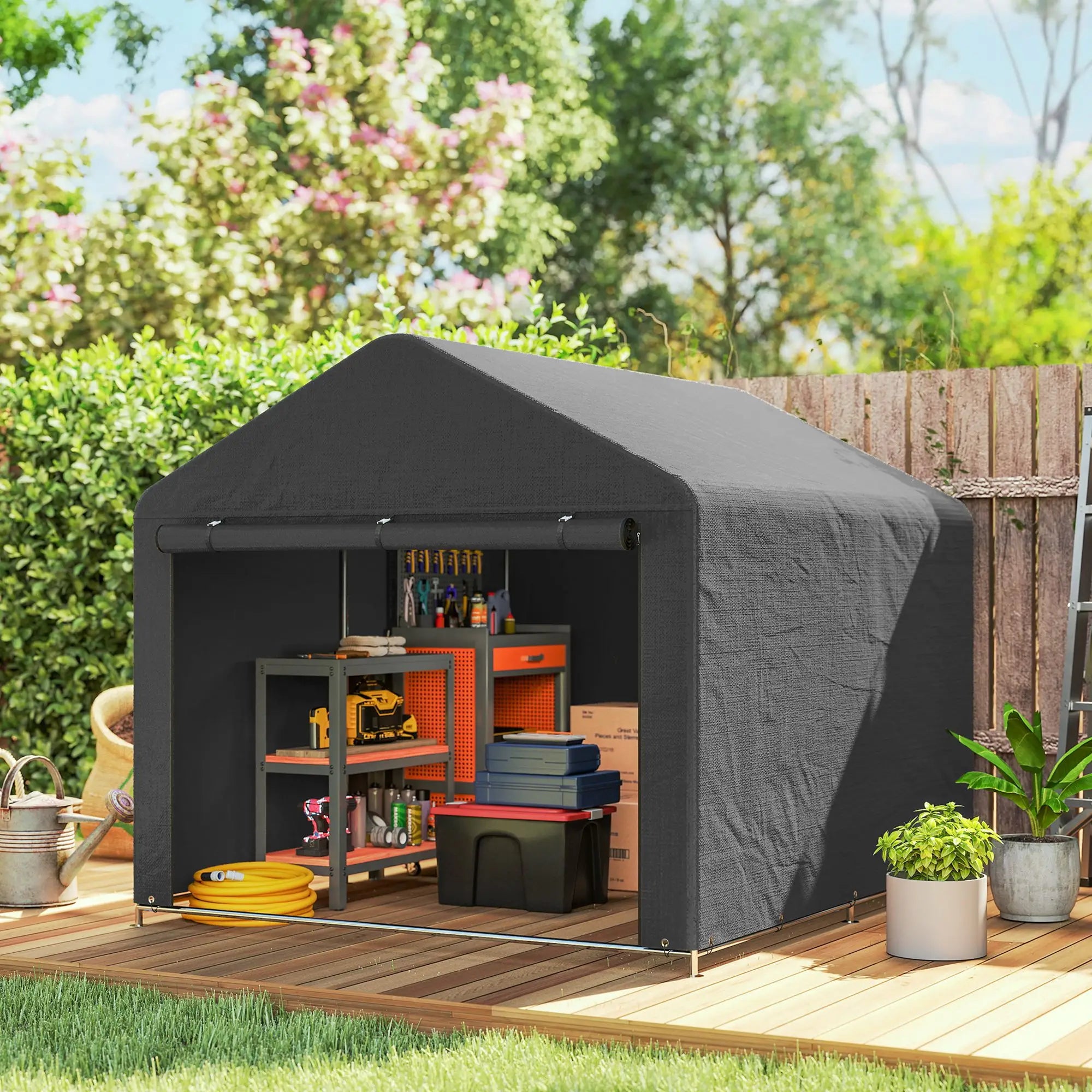 6.6' x 7.8' Portable Shed, Waterproof Bike Tent, Dark Grey Sheds at Gallery Canada