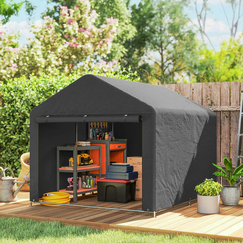 6.6' x 7.8' Portable Shed, Waterproof Bike Tent, Dark Grey