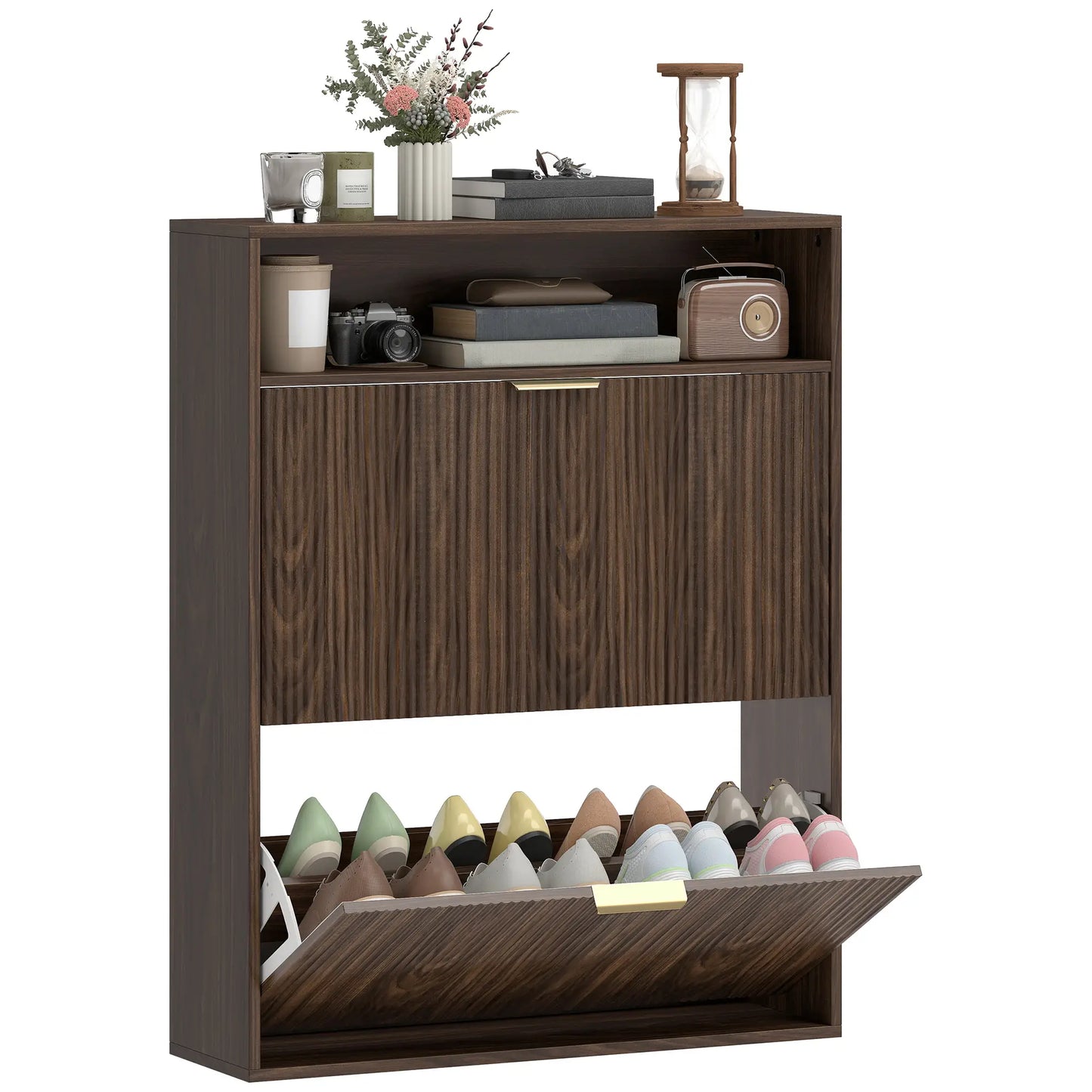 Shoe Cabinet 2 Flip Drawers, Narrow Storage, Top Shelf Shoe Storage Cabinets & Racks at Gallery Canada