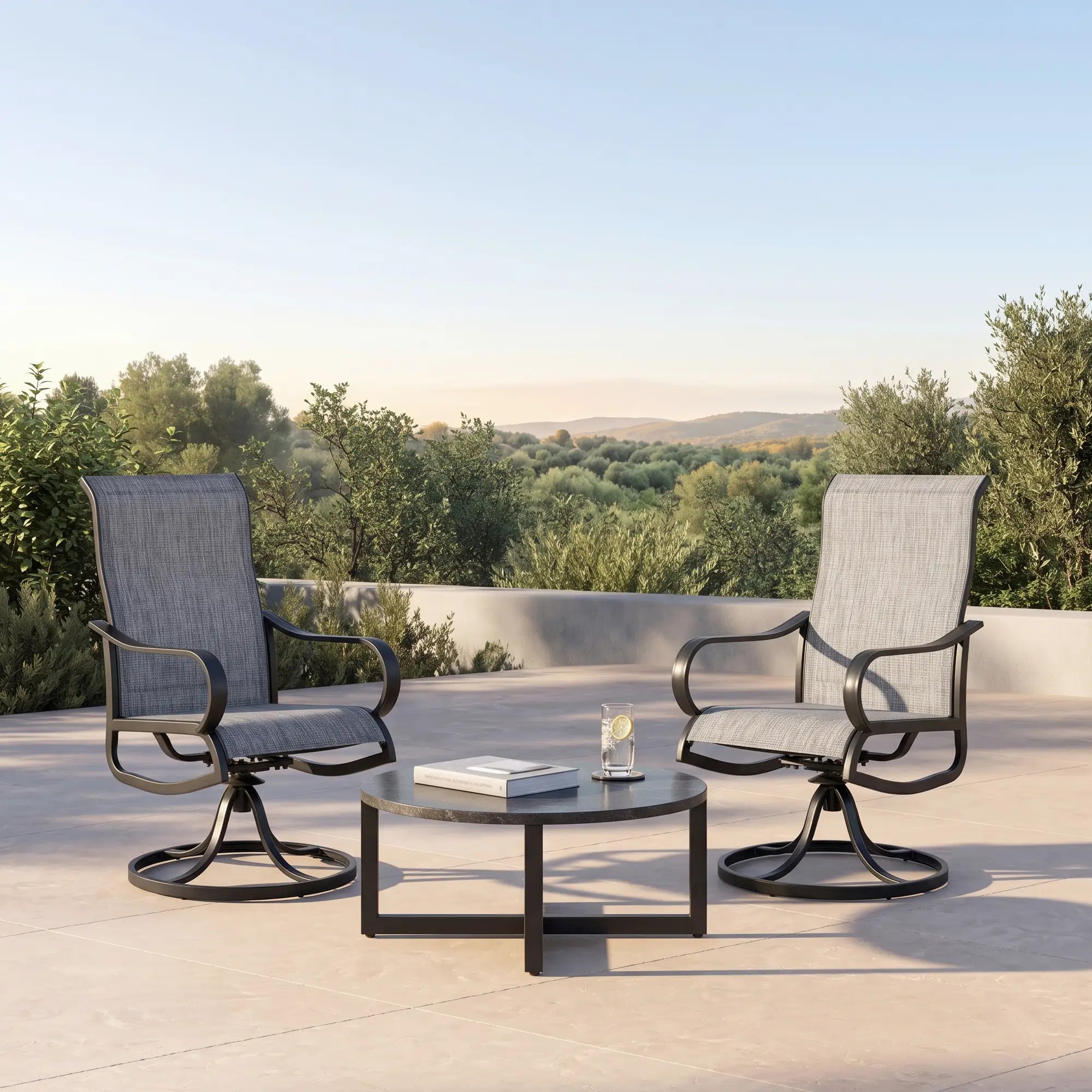 2-Piece Swivel Garden Chairs, Dark Grey Patio Chairs at Gallery Canada