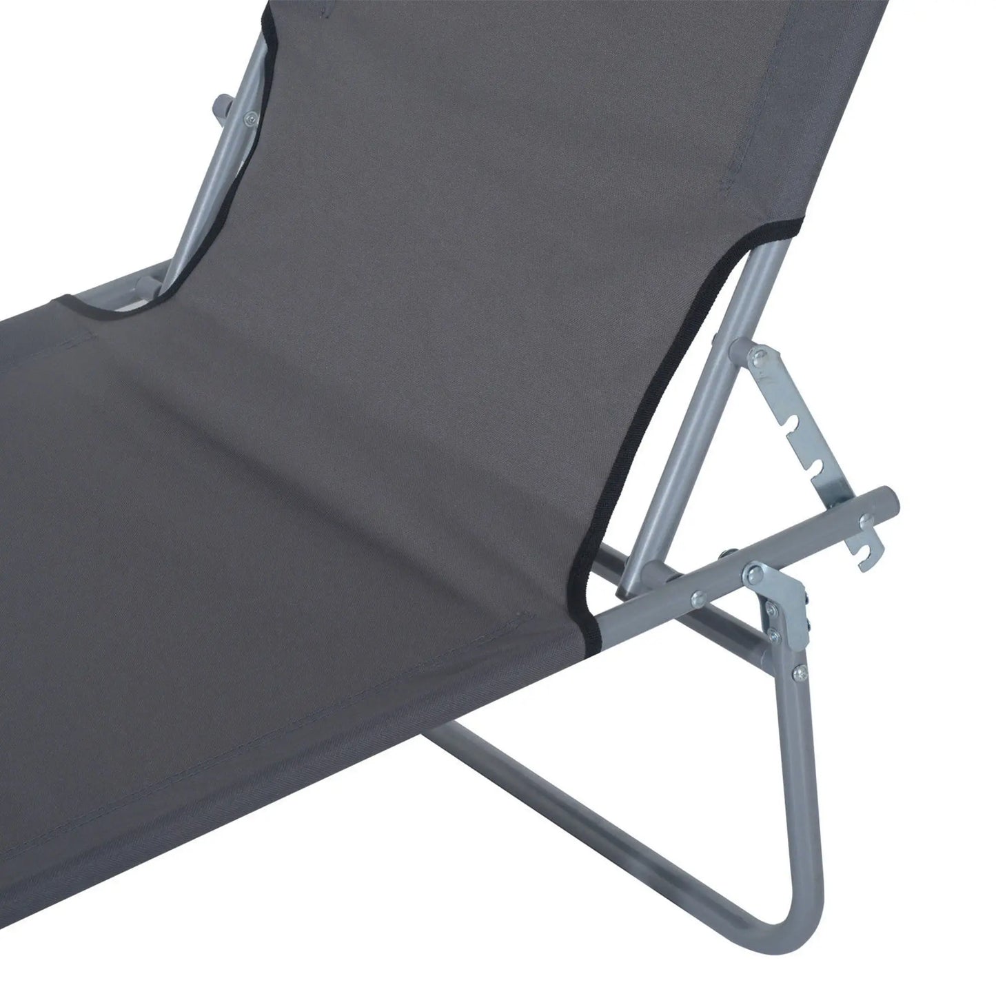 Outdoor Lounge Chair, Adjustable Folding Chaise, Tanning Chair with Shade, Grey Lounger Chairs at Gallery Canada