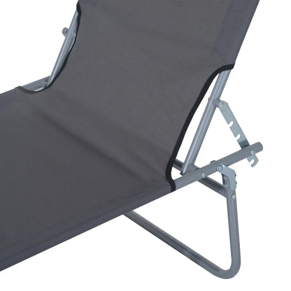 Outdoor Lounge Chair, Adjustable Folding Chaise, Tanning Chair with Shade, Grey Lounger Chairs at Gallery Canada