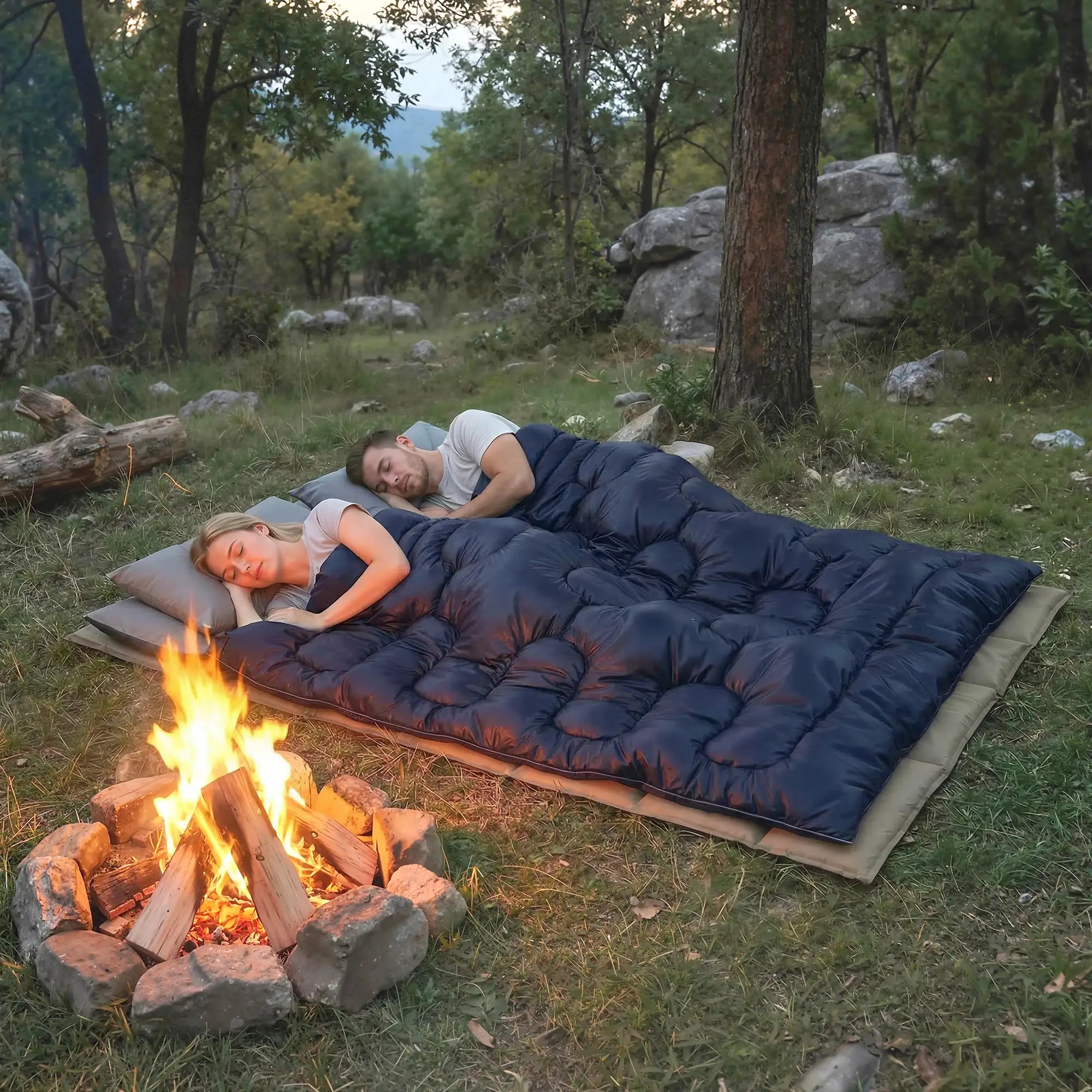 Queen Size Double Sleeping Bag For Adults, Cold Weather, Blue Camping Cots at Gallery Canada