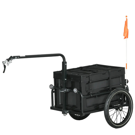 Steel Bike Trailer, Foldable Storage Box, Safe Reflectors, Max Load 88LBS, Black Bike Cargo Trailers Black at Gallery Canada