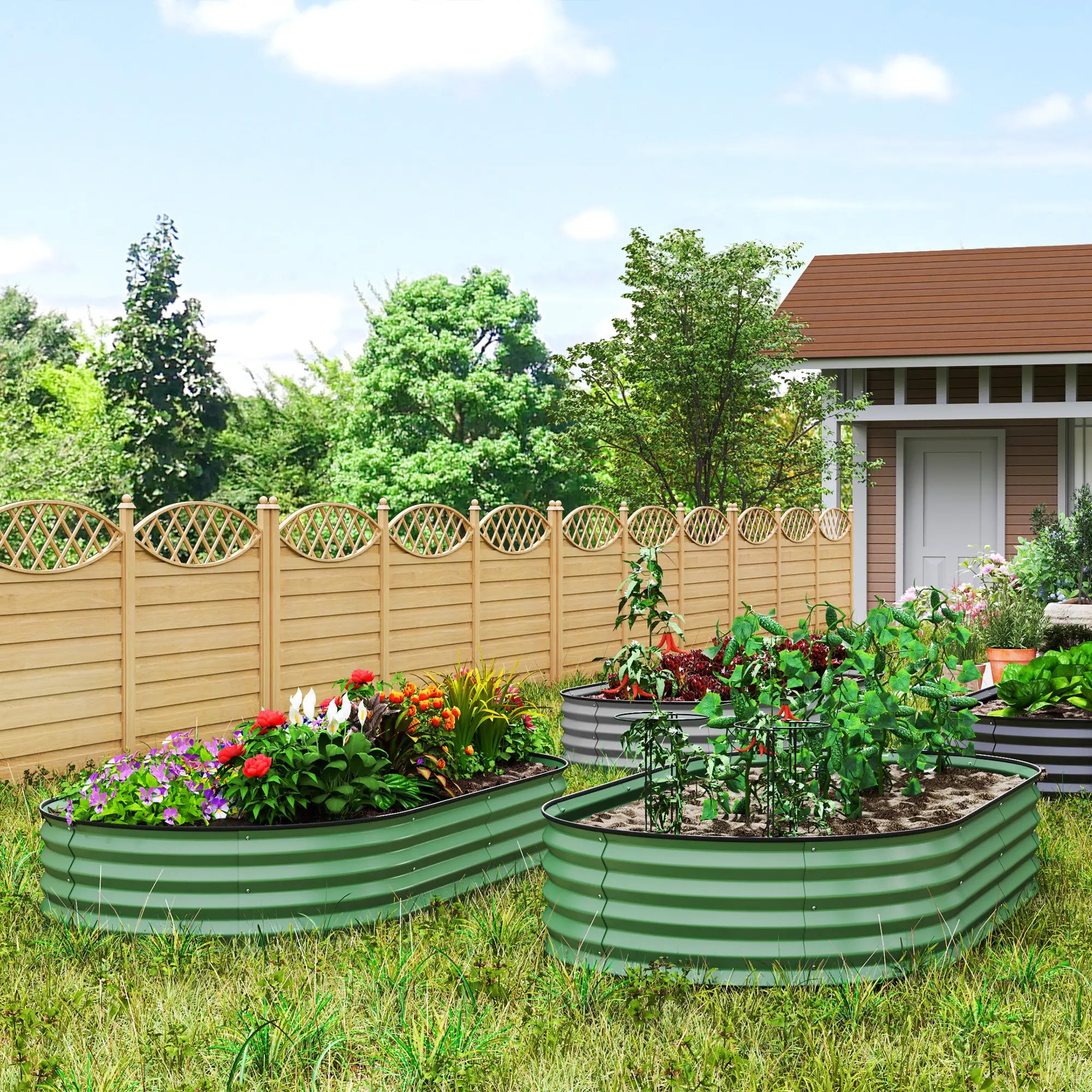 6' x 3' x 1' Galvanized Raised Garden Bed, Light Green Galvanized Planter Boxes at Gallery Canada