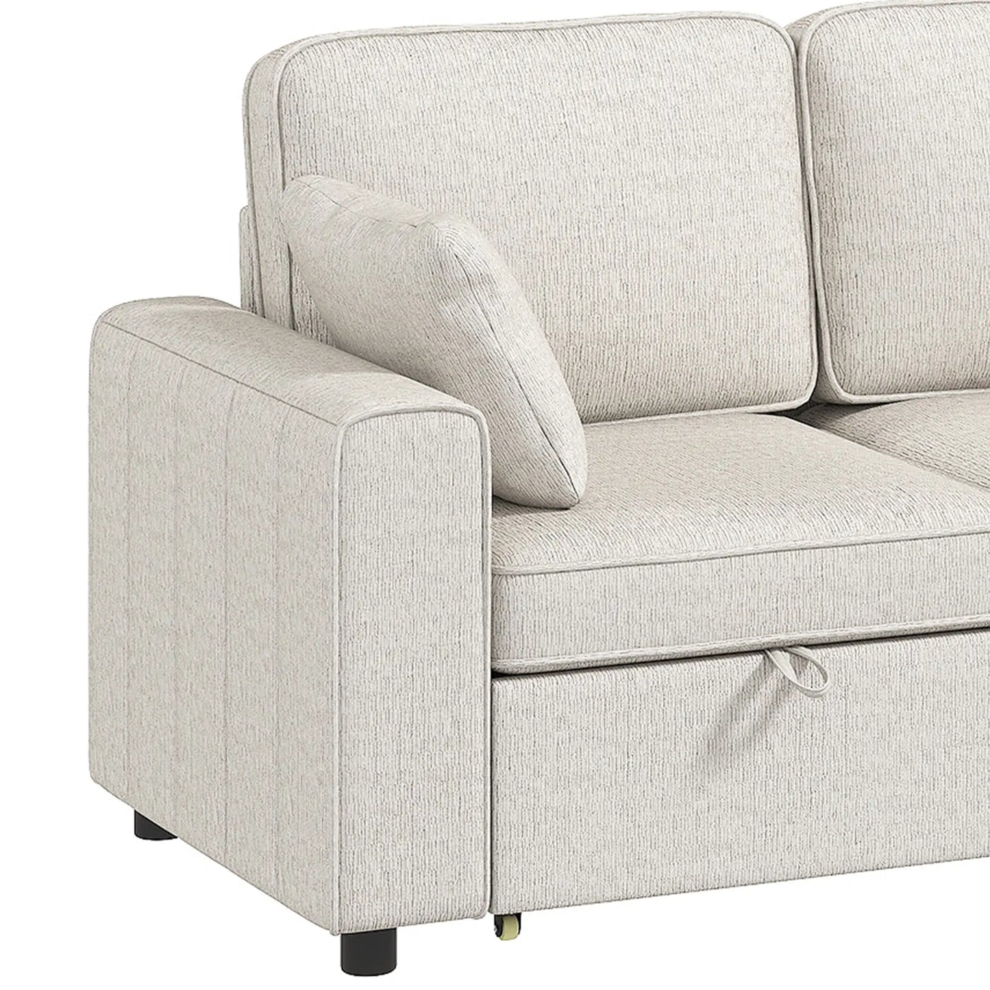 Modular Sectional Sofa Bed With Reversible Ottoman, Beige