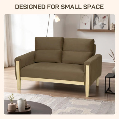 53 Inch Loveseat Sofa, 2 Seater Couch, Solid Wood Legs, Modern Velvet, Brown 2-Seater Sofas at Gallery Canada