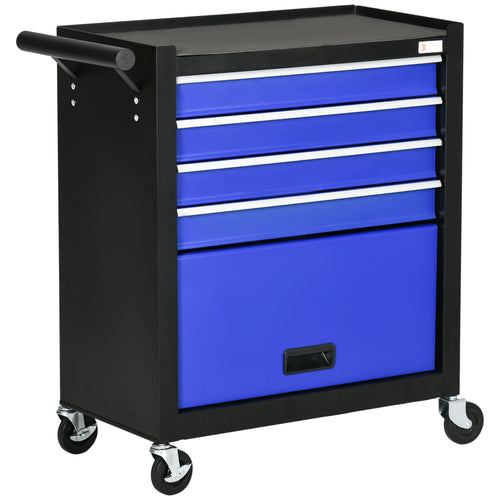 4-Drawer Tool Chest with 4 Wheels, Rolling Tool Box and Storage Cabinet, Portable Tool Organizer for Garage, Blue