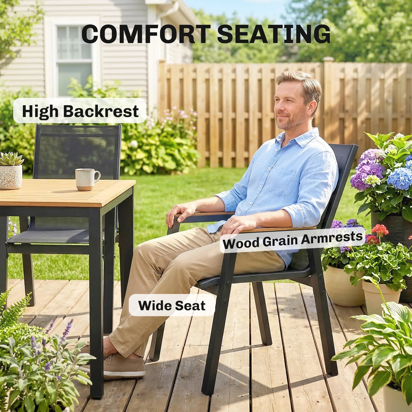 7 Piece Outdoor Dining Set, Rectangle Patio Table, 6 Mesh Chairs Outdoor Dining Sets at Gallery Canada