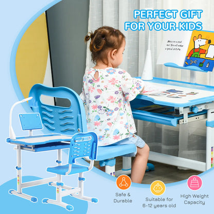Adjustable Kids Desk and Chair Set, Tilt Desktop, Blue Kids Desk Sets at Gallery Canada