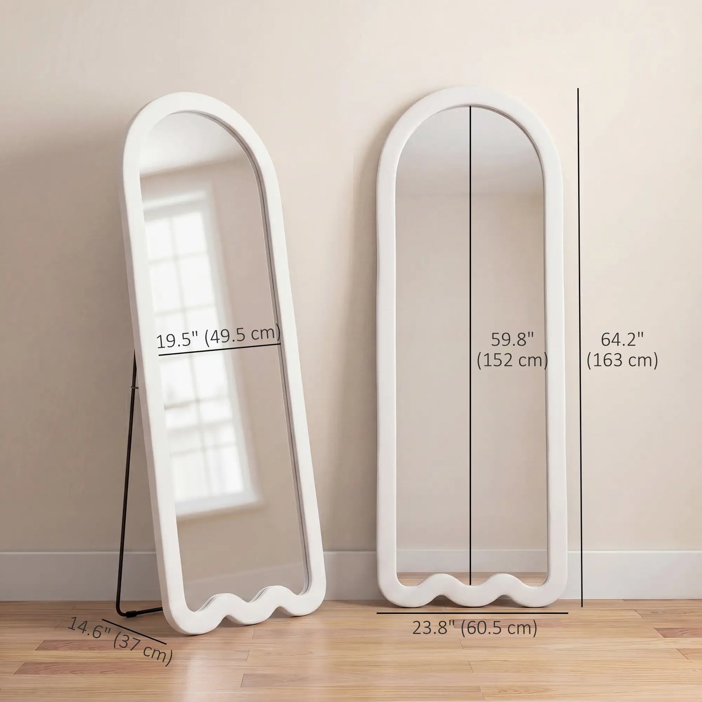 Full Length Mirror With Soft Padded Frame, White