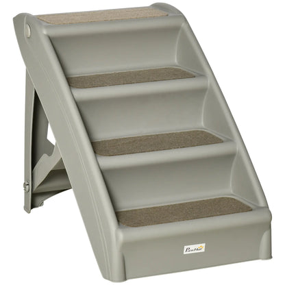 4-Level Portable Dog Stairs, Foldable Steps for Small Dogs, Lightweight, Grey Dog Stairs Grey at Gallery Canada