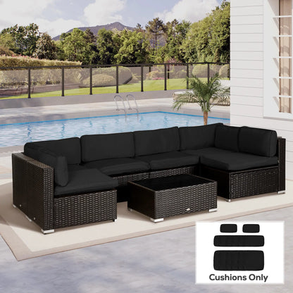 14pc Patio Rattan Sofa Set, Polyester Cover Replacement, Black Patio Chair Cushions at Gallery Canada
