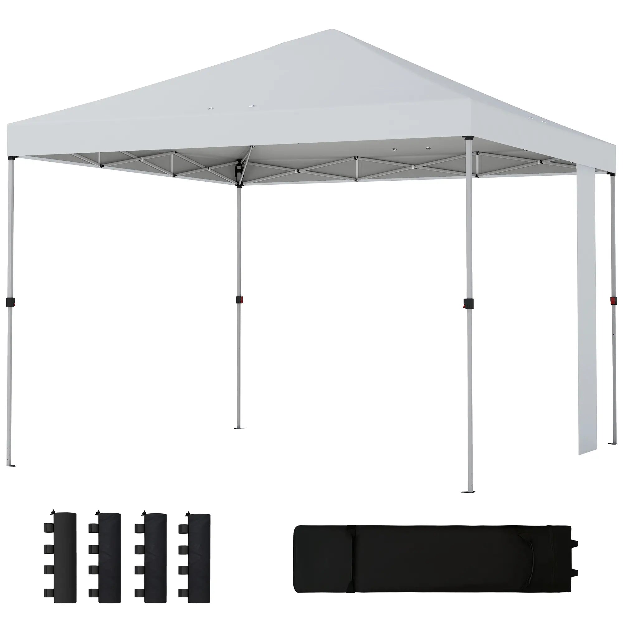 9.6 x 9.6 ft Pop Up Canopy Tent, UPF 50+, Sandbags, Wheeled Bag Pop Up Canopies White at Gallery Canada