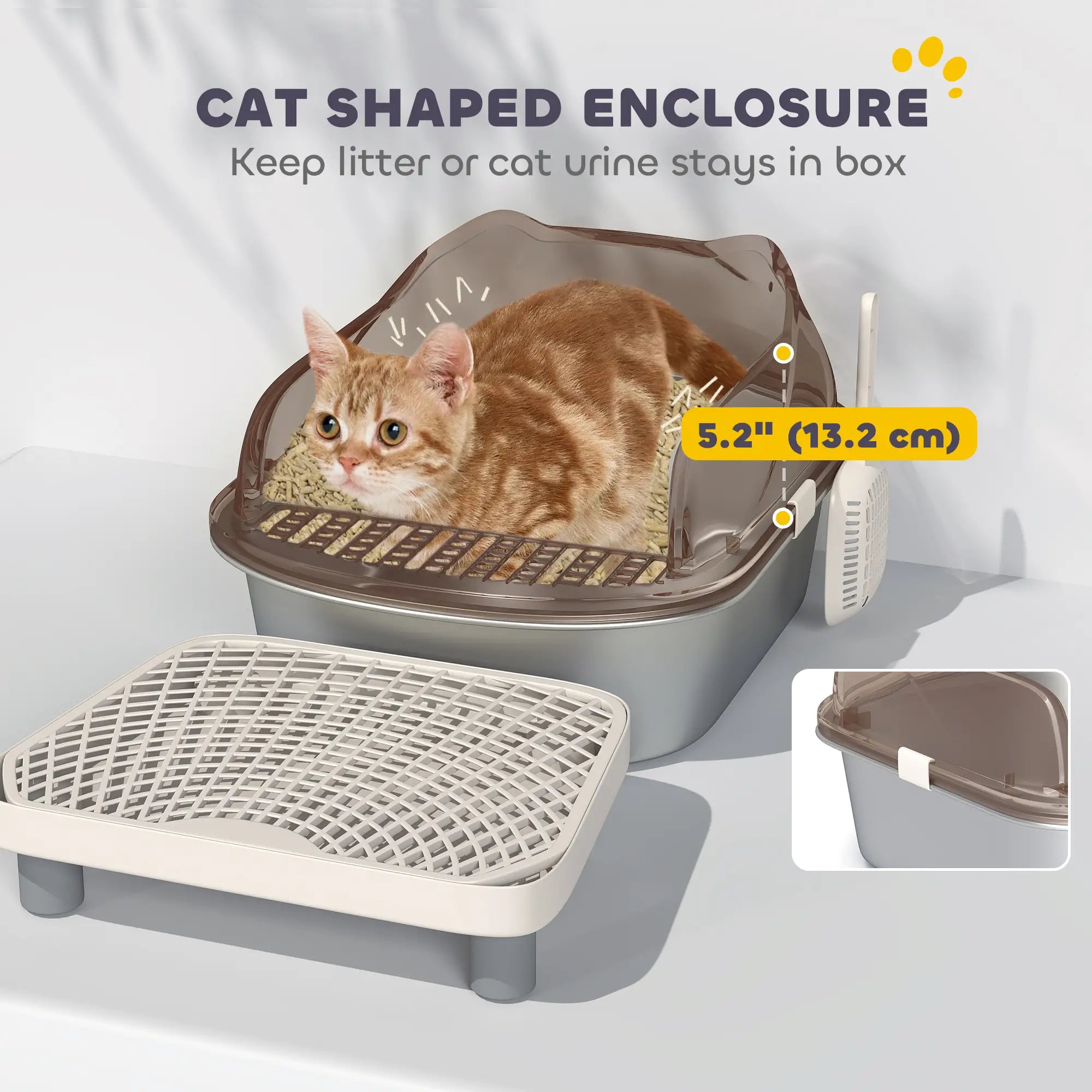 Stainless Steel Cat Litter Box, High Sided Enclosure, Step, Scoop Cat Litter Box Enclosures at Gallery Canada