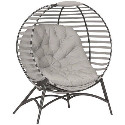 Egg Patio Lounge Chair, Foldable, with Cushion & Pocket, Light Grey, Light Grey Patio Chairs at Gallery Canada