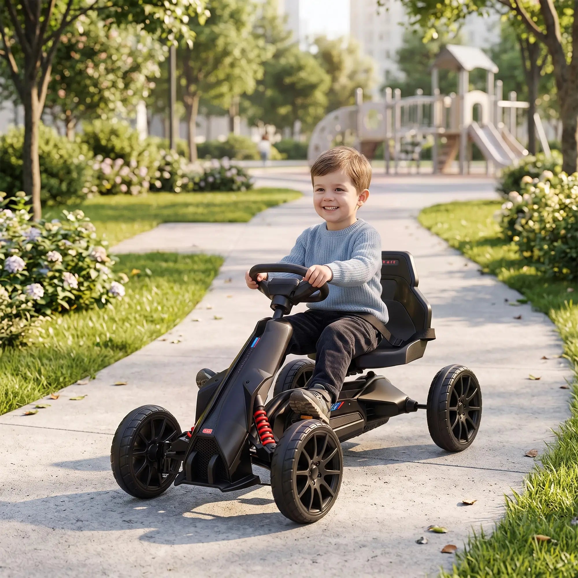 Adjustable Seat Go Kart, Forward Backward Handbrake, Shock Absorption, Black Pedal Go Karts for Kids at Gallery Canada