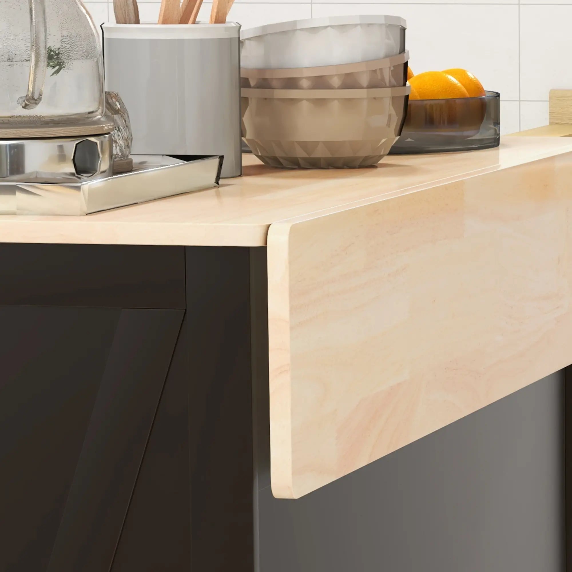 Kitchen Island with Drop Leaf, 2 Drawers, Adjustable Shelves, Black Kitchen Islands & Kitchen Carts at Gallery Canada