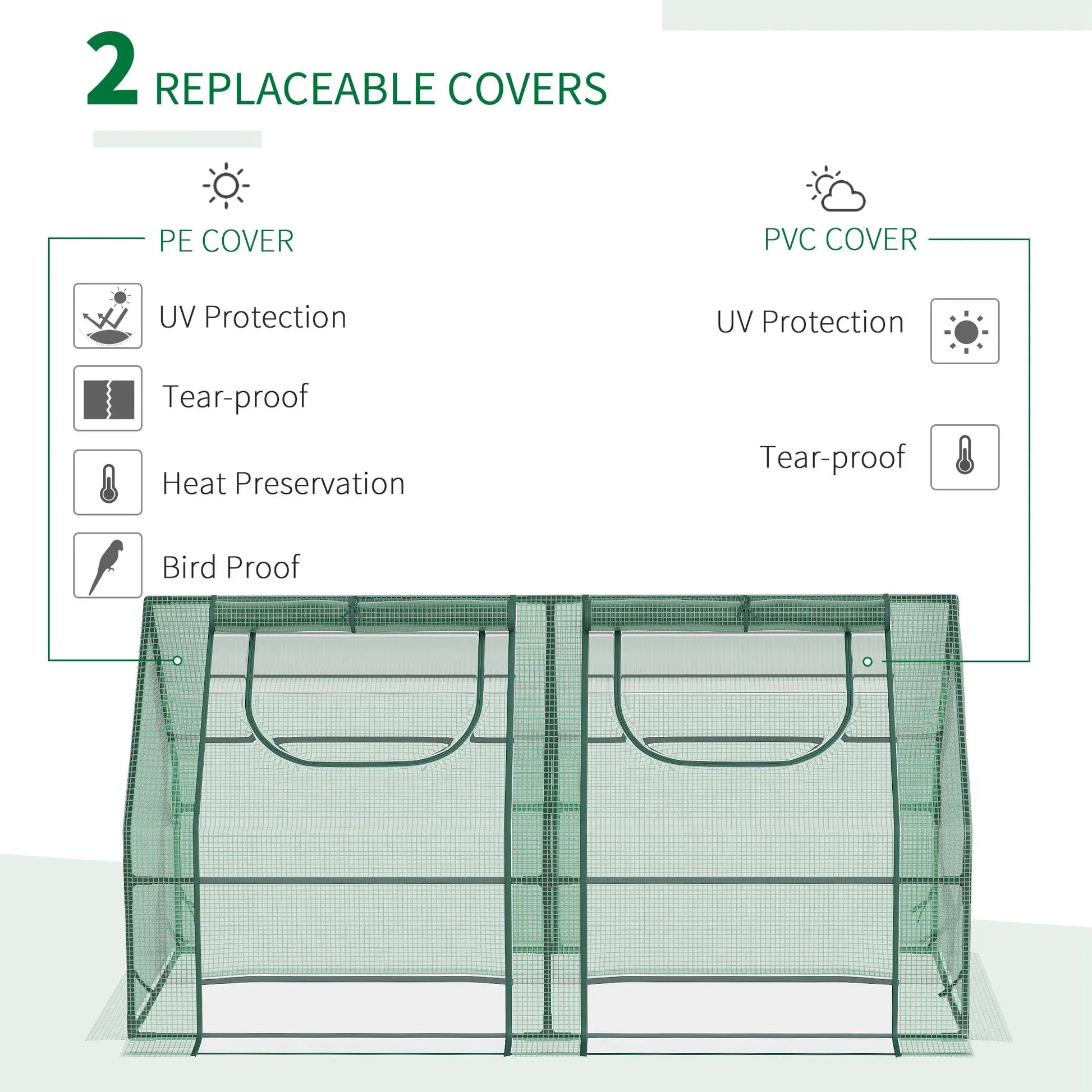 6' x 3' x 3' Portable Mini Greenhouse, Steel Frame, 2 PE Covers, Dark Green Mini Greenhouses at Gallery Canada