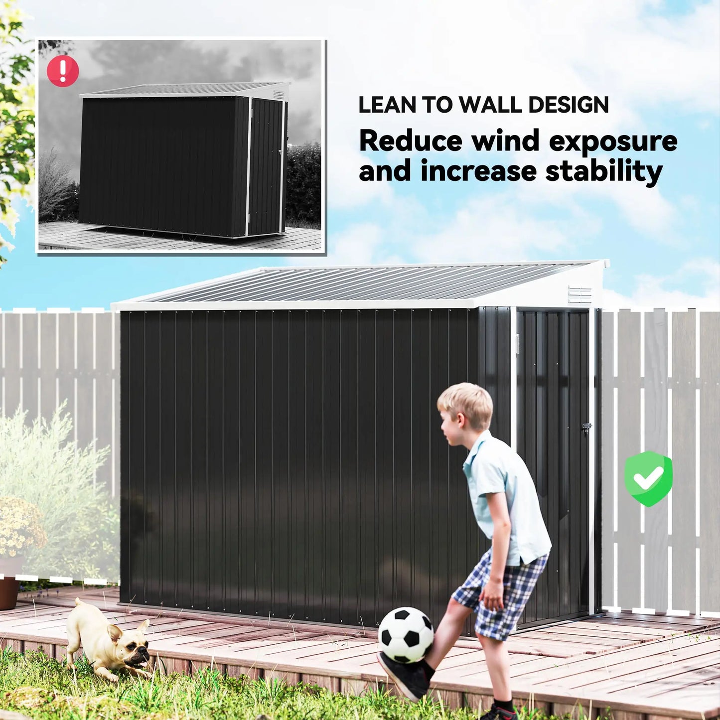 4' x 8' Outdoor Storage Shed, Metal Tool Shed, Lockable Door, Air Vents, Dark Grey Sheds at Gallery Canada