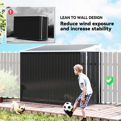 4' x 8' Outdoor Storage Shed, Metal Tool Shed, Lockable Door, Air Vents, Dark Grey Sheds at Gallery Canada