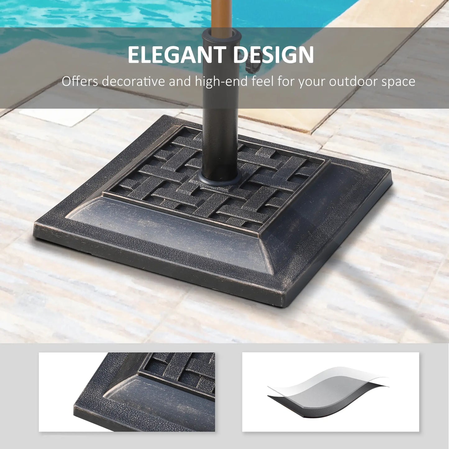 20 lbs Resin Umbrella Stand, Square Base, Bronze Umbrella Bases at Gallery Canada