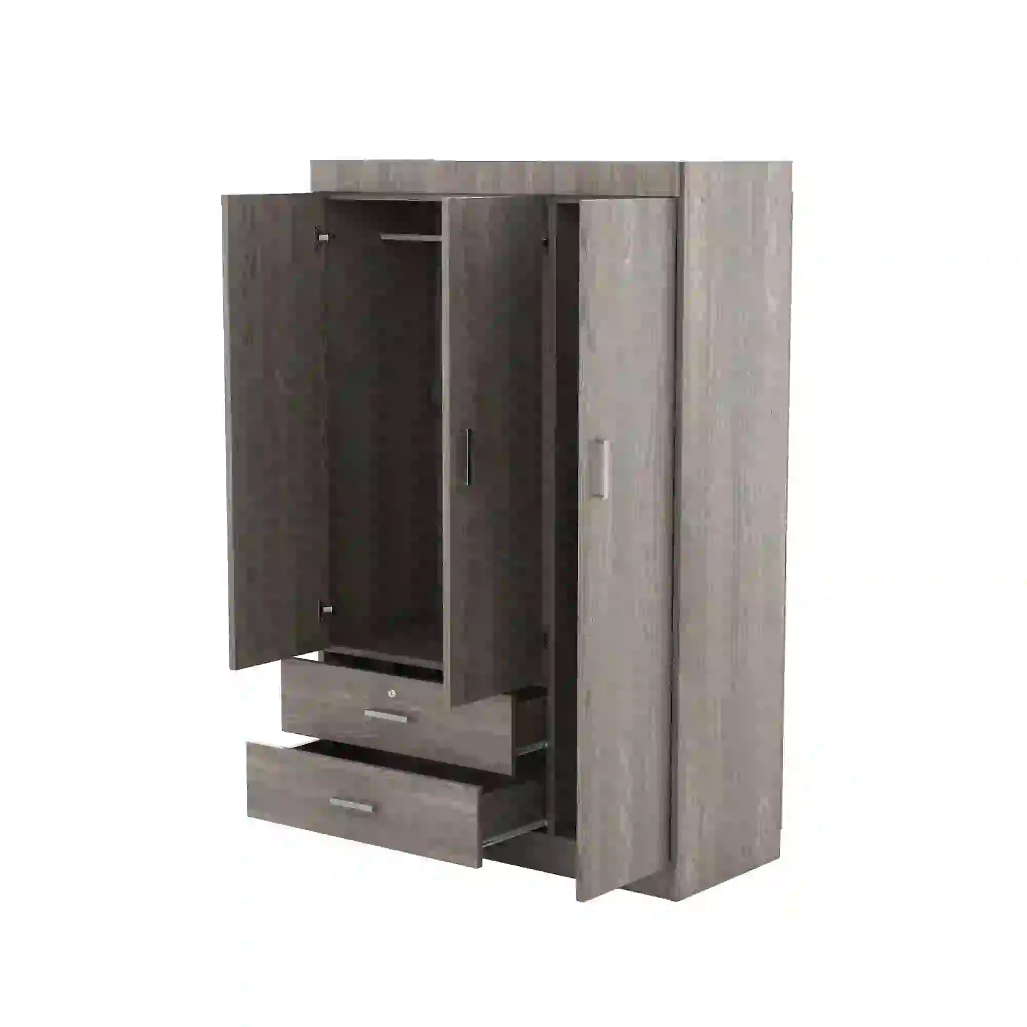 Modern Wardrobe, 2 Drawers, MDF, Hanging Rail, 41.5