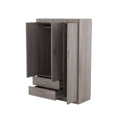 Modern Wardrobe, 2 Drawers, MDF, Hanging Rail, 41.5" L x 18.5" W x 68" H, Grey Clothing Storage at Gallery Canada
