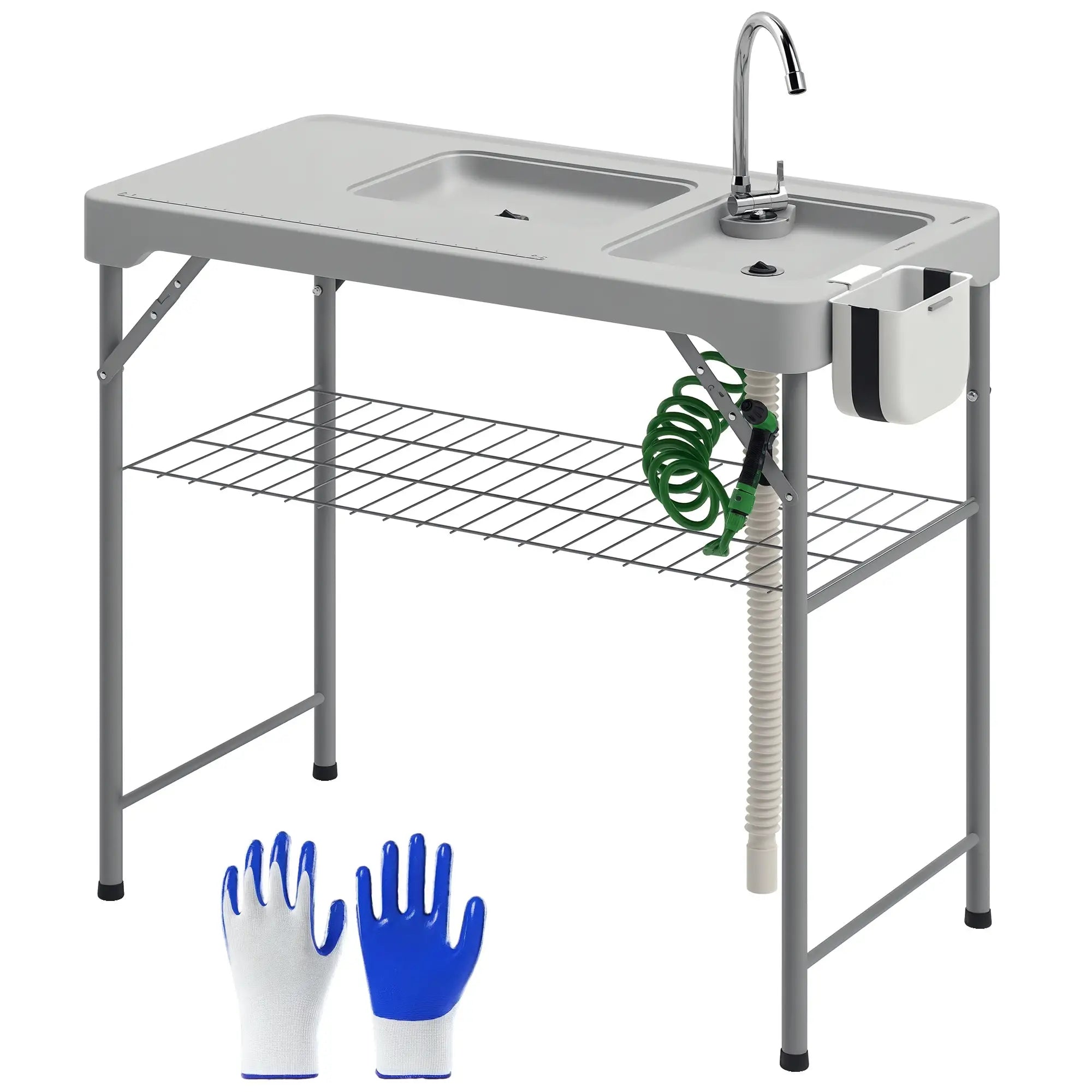 Folding Fish Cleaning Table With Sinks, Camping Sink With Faucet, Grey Picnic Tables & Camping Chairs at Gallery Canada