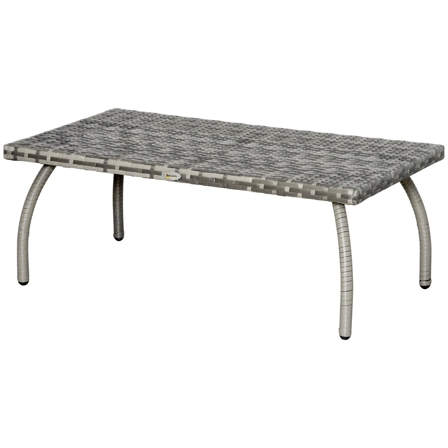 Rattan Coffee Table, 35.4" x 19.7", All-Weather PE, Outdoor Side Table, Grey Patio Side Tables Grey at Gallery Canada