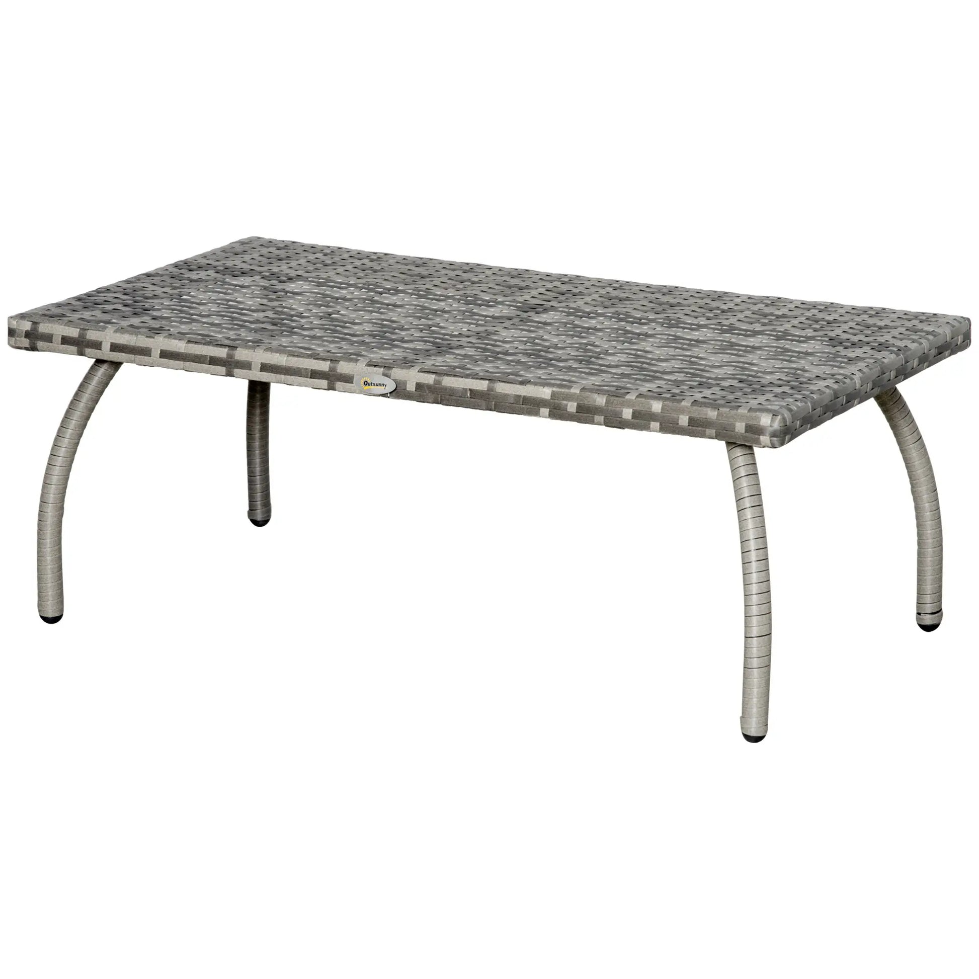 Rattan Coffee Table, 35.4" x 19.7", All-Weather PE, Outdoor Side Table, Grey Patio Side Tables Grey at Gallery Canada