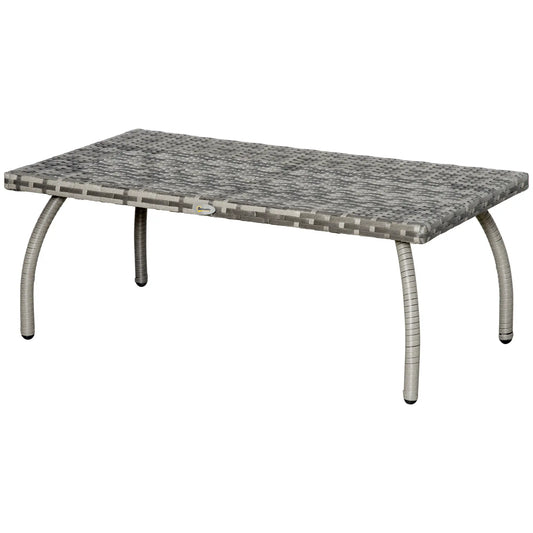 Rattan Coffee Table, 35.4" x 19.7", All-Weather PE, Outdoor Side Table, Grey Patio Side Tables Grey at Gallery Canada