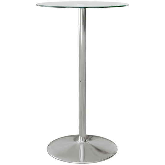 Round High Top Bar Table, Tempered Glass Top, Steel Base, Clear Bar Tables & Dining Tables Clear at Gallery Canada