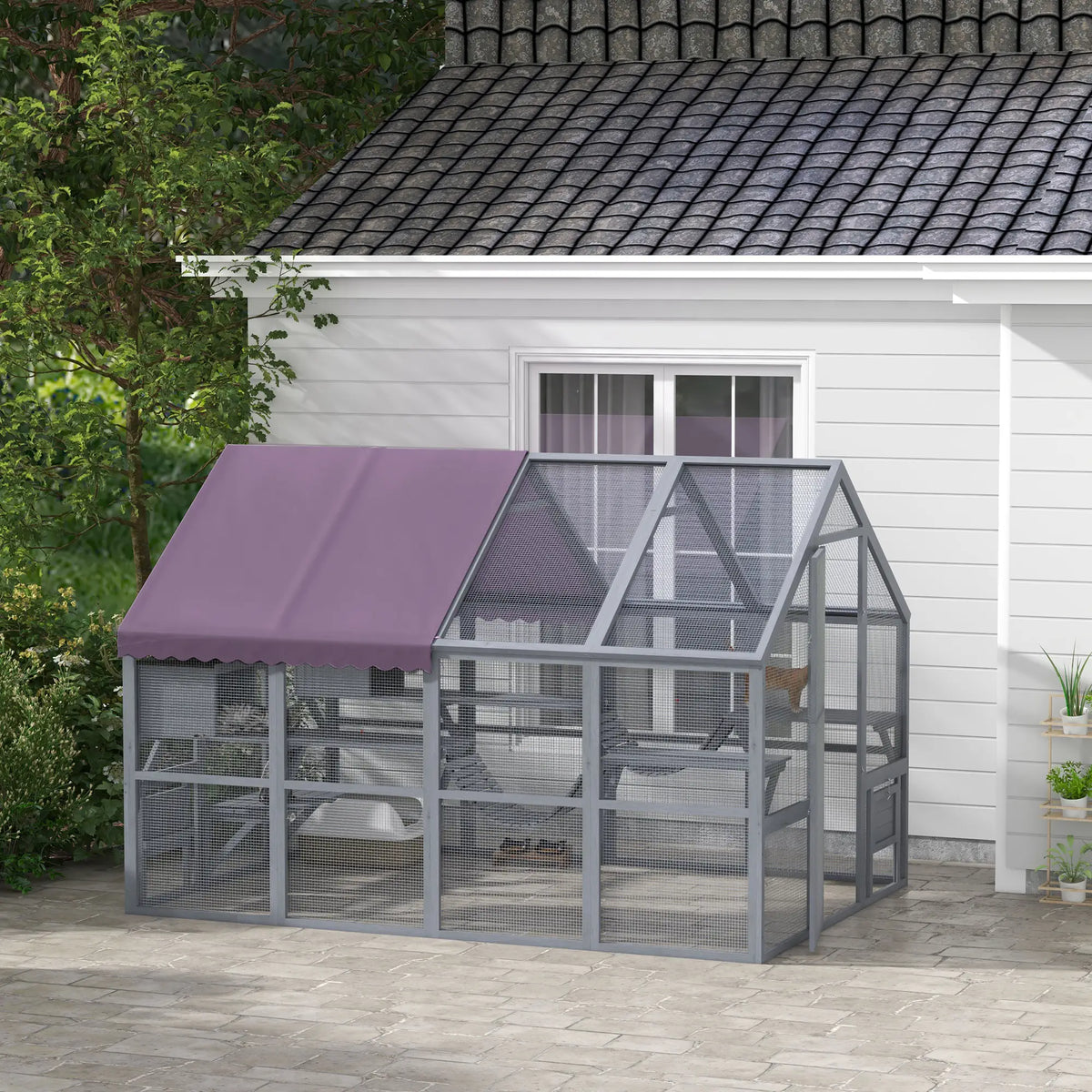 Wooden Outdoor Cat Enclosure, Weatherproof Canopy, Bridges, Resting Boxes, Platforms, for 3-6 Cats Outdoor Cat Enclosures at Gallery Canada