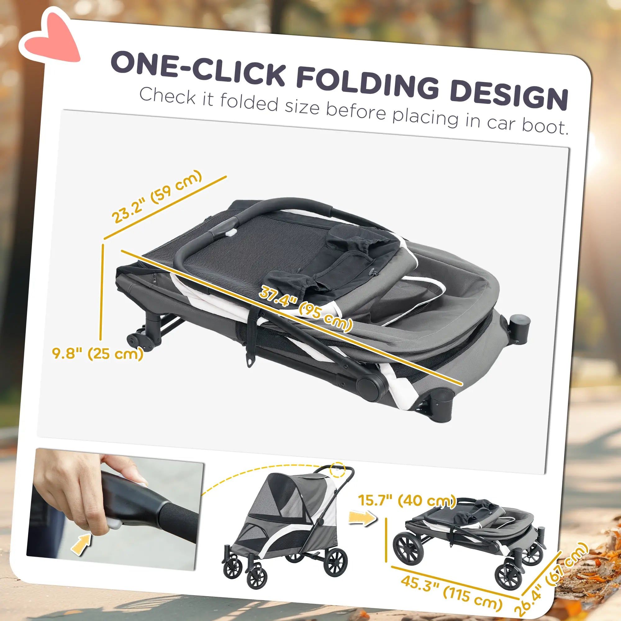 Foldable Pet Stroller For Large Dogs, Four Big Wheels, Dark Grey Dog Bike Trailers & Strollers at Gallery Canada