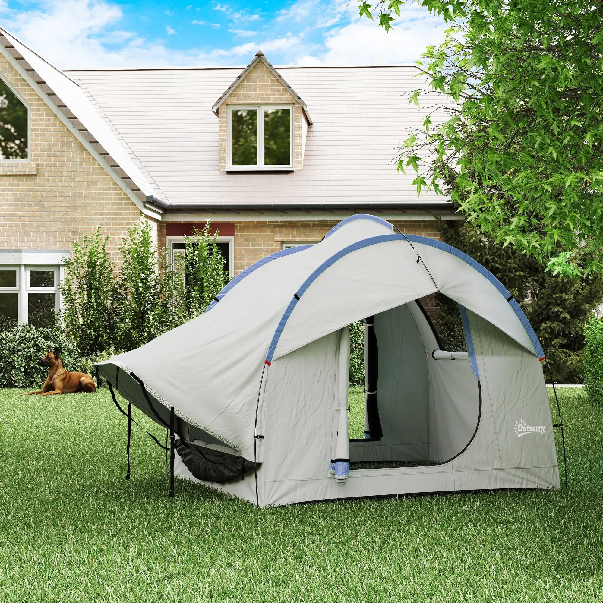 2000mm Waterproof SUV Tent, 3 Doors, Mesh Window, Grey, Blue Camping Tents at Gallery Canada
