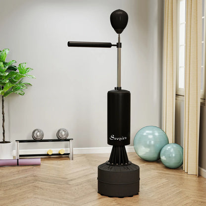 Freestanding Boxing Punch Bag Stand with 360° Rotating Flexible Arm, Speed Ball, Waterable and Sandable Base, Black Punching Bag Stands at Gallery Canada