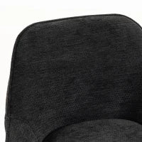Chenille Bar Stools Set of 2 Counter Height Chairs, Black