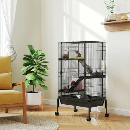 47"H Ferret Cage, Large 4-Tier Guinea Pig Cage, Black Houses & Habitats at Gallery Canada
