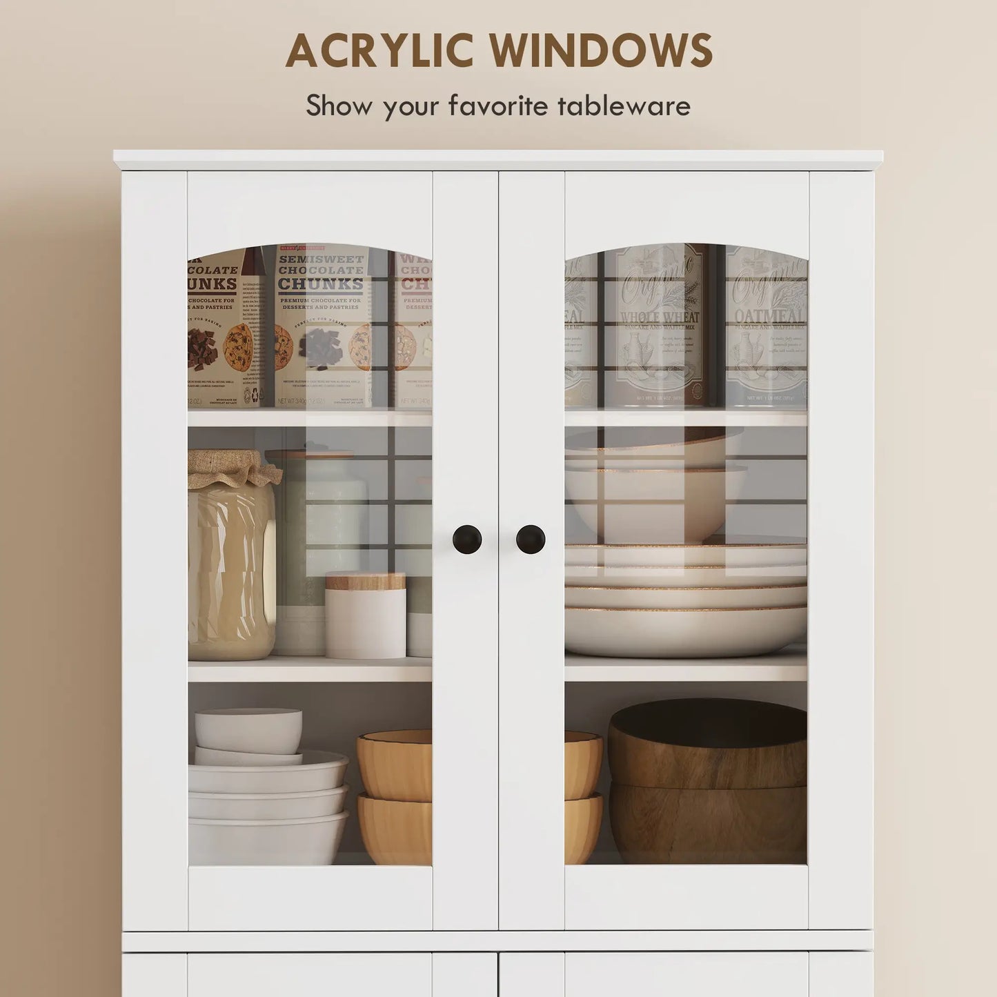 64" Tall Kitchen Pantry Cabinet, 10 Shelves, White Kitchen Pantry Cabinets at Gallery Canada