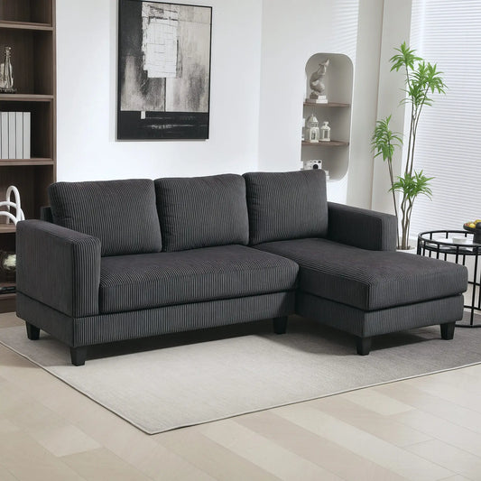 L Shaped Couch with Chaise Lounge, Spring Cushion, Grey Sofas & Reclining Chairs Charcaol Grey at Gallery Canada