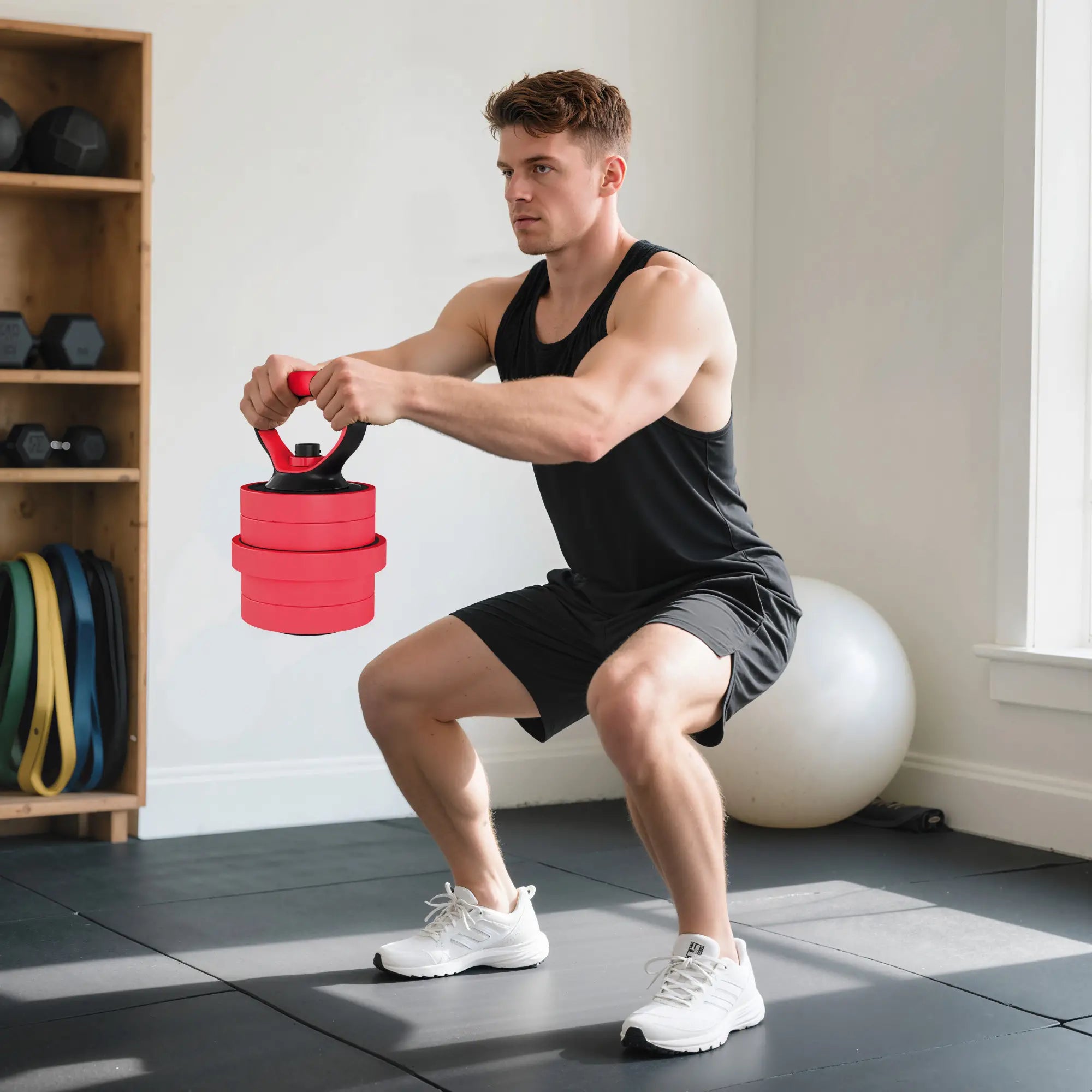 88lbs 4-in-1 Adjustable Dumbbell Set, Barbell, Kettlebell, Push Up Stand, Red Dumbbells & Barbells at Gallery Canada