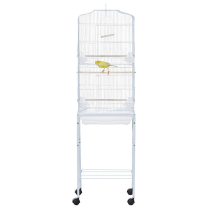 62" Rolling Bird Cage, Cockatoo House, Play Top, Storage Shelf, Wheels, White Bird Cages at Gallery Canada