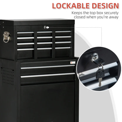 6-Drawer Tool Chest, 4 Wheels, Lockable Rolling Storage Cabinet, Black Tool Organizers at Gallery Canada