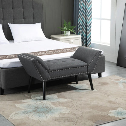 Modern Upholstered Bench, Bedroom Hallway Bench, Arms Nailhead Trim Storage Ottomans & Benches at Gallery Canada