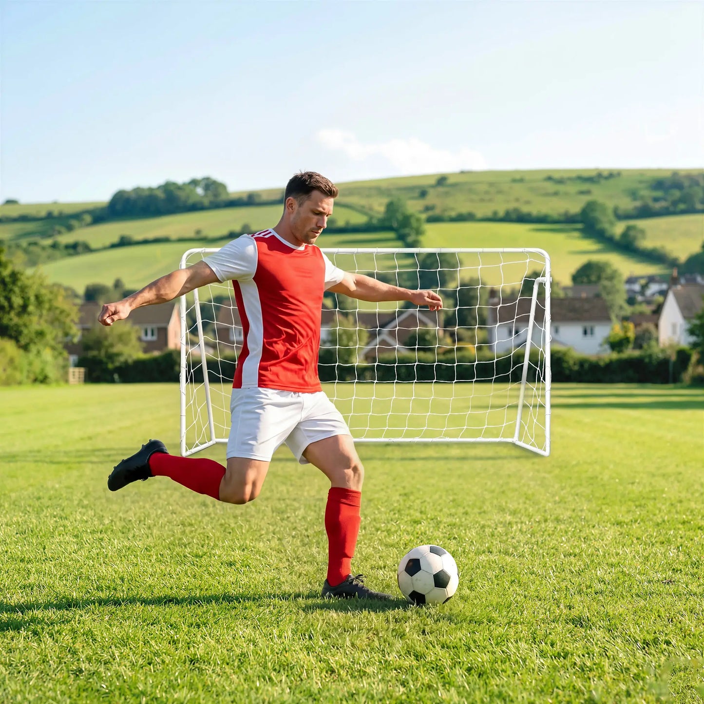 8 X 5Ft Soccer Goal, Portable Practice Net With Nylon Mesh & Steel Frame, Black Soccer at Gallery Canada