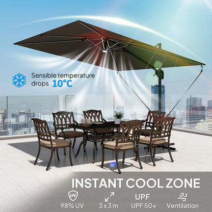 10 x 9.7 Ft Offset Cantilever Patio Umbrella With Lights, Dark Grey Offset Cantilever Umbrellas at Gallery Canada