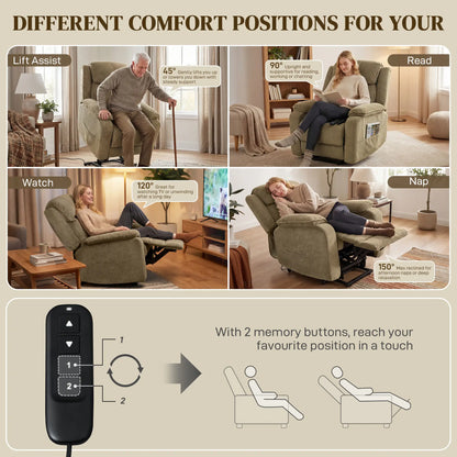 Power Recliner Chair, Massage, Electric Lift, 2 Memory Positions, Brown Electric Power Lift Chairs at Gallery Canada