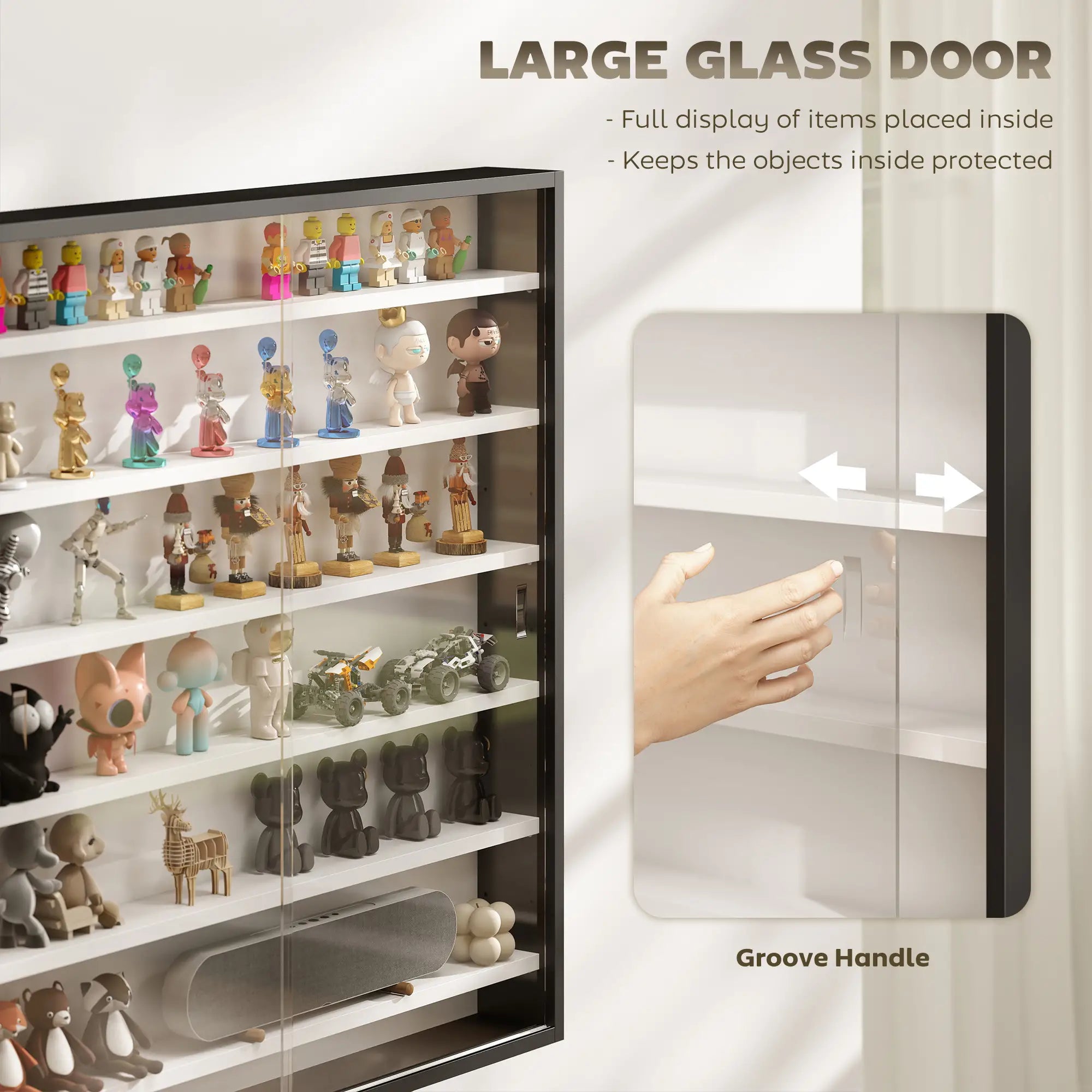 7-Tier Glass Display Cabinet, Black And White Display Bookshelves at Gallery Canada